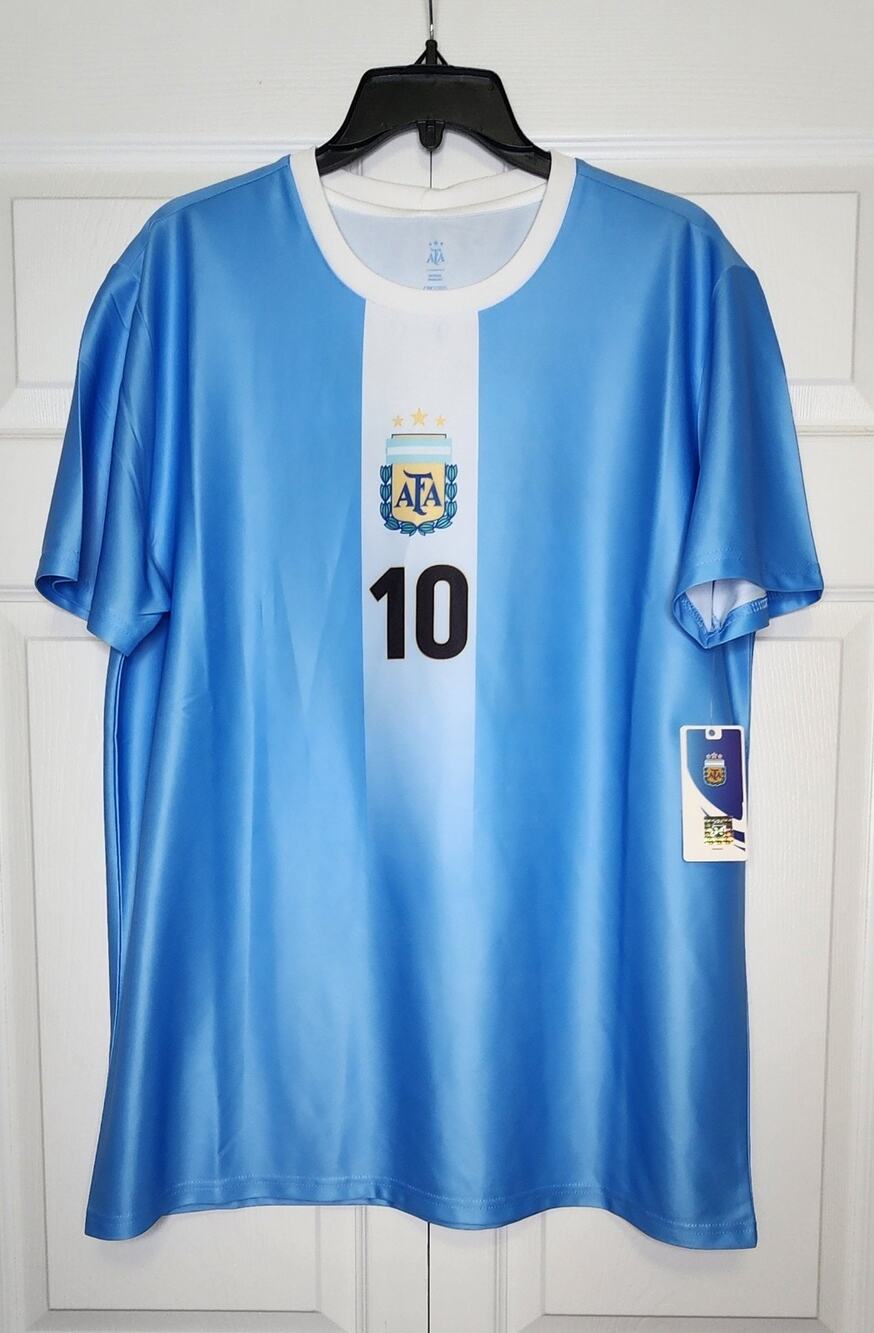 AFA Official Argentina Messi Mens Tshirt Blue Size L Short Sleeve Football New